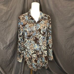 Floral Blouse Brown and Blue by Jones Wear